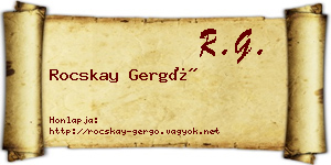 Rocskay Gergő névjegykártya